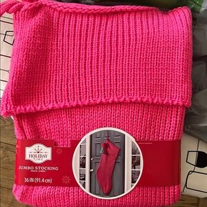 Holiday Time Vibrant Pink Jumbo Stocking